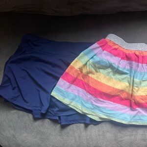 Colorful Rainbow Skirt with Navy Shorts